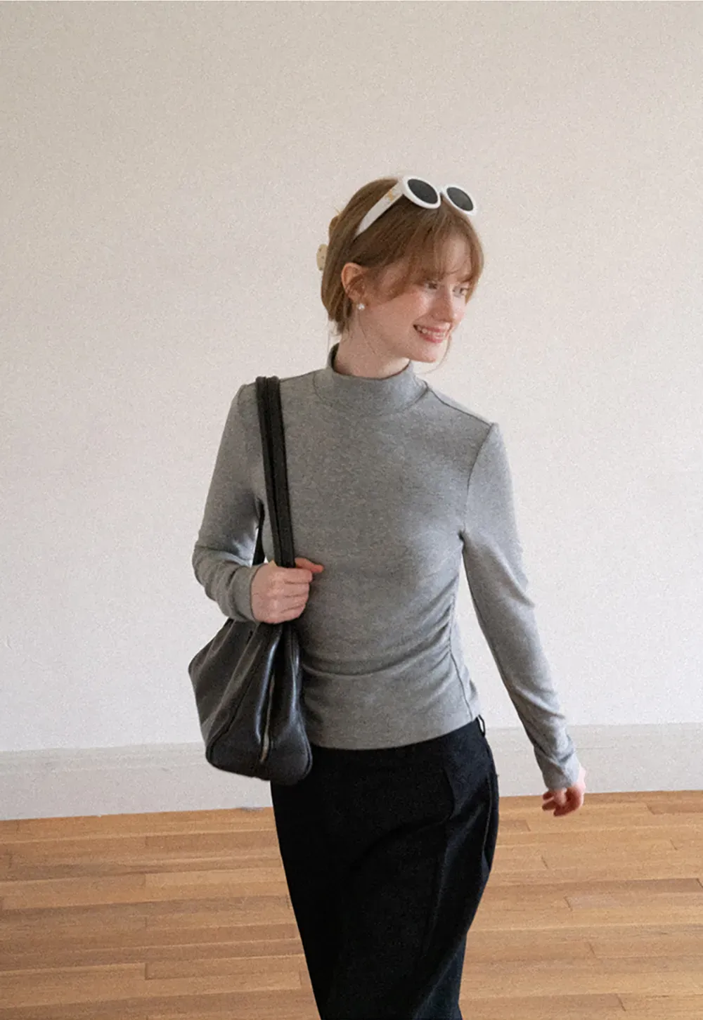 High Neck Long Sleeve Fitted Knit Top