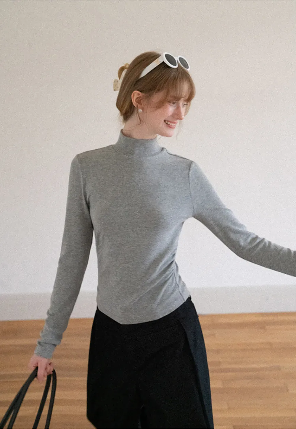 High Neck Long Sleeve Fitted Knit Top
