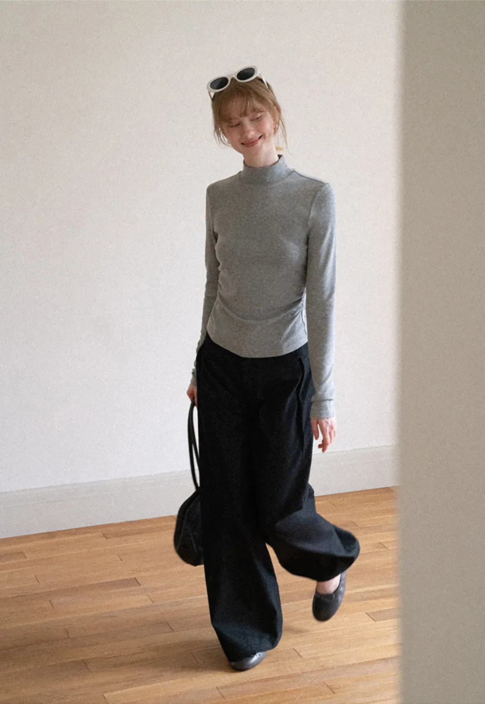 High Neck Long Sleeve Fitted Knit Top