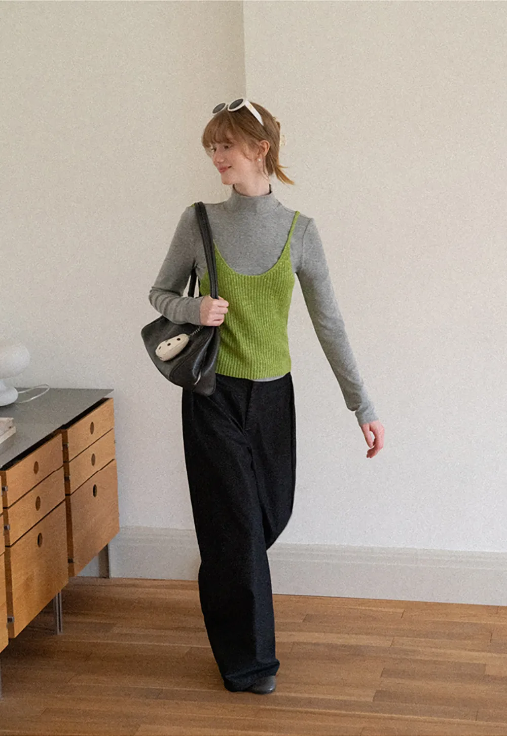 High Neck Long Sleeve Fitted Knit Top