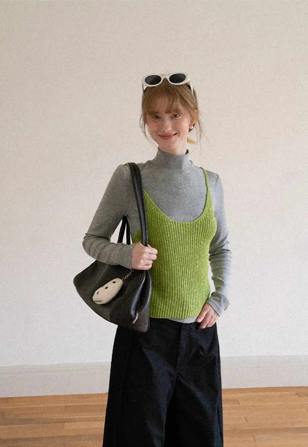 High Neck Long Sleeve Fitted Knit Top