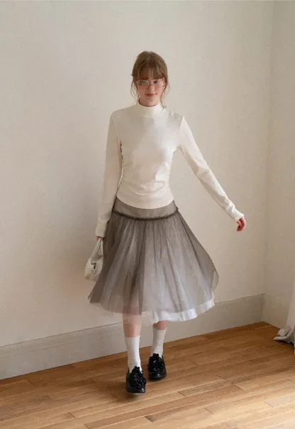 High Neck Long Sleeve Fitted Knit Top