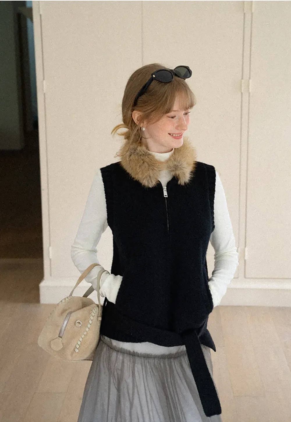 High Neck Long Sleeve Fitted Knit Top