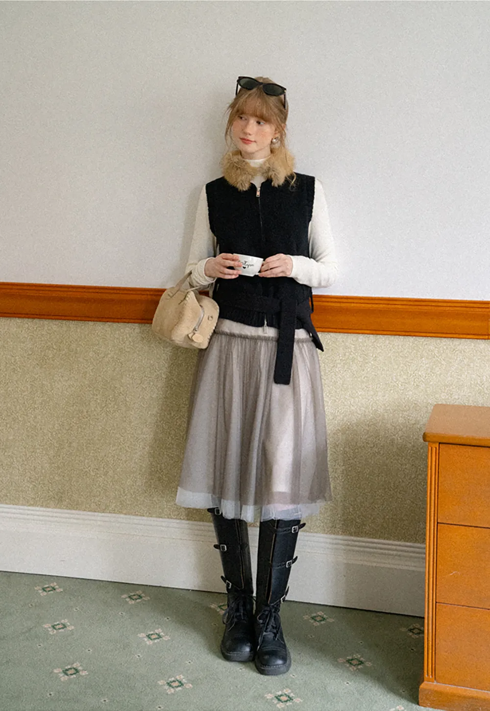 High Neck Long Sleeve Fitted Knit Top