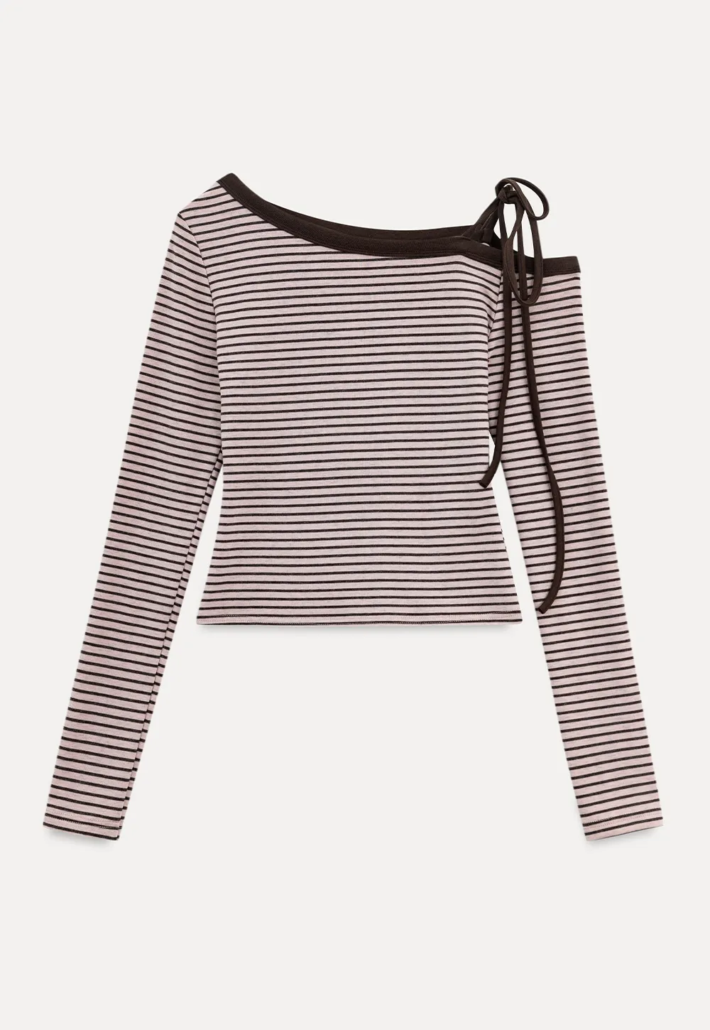 Asymmetrical Strap Ribbed Long Sleeve Top