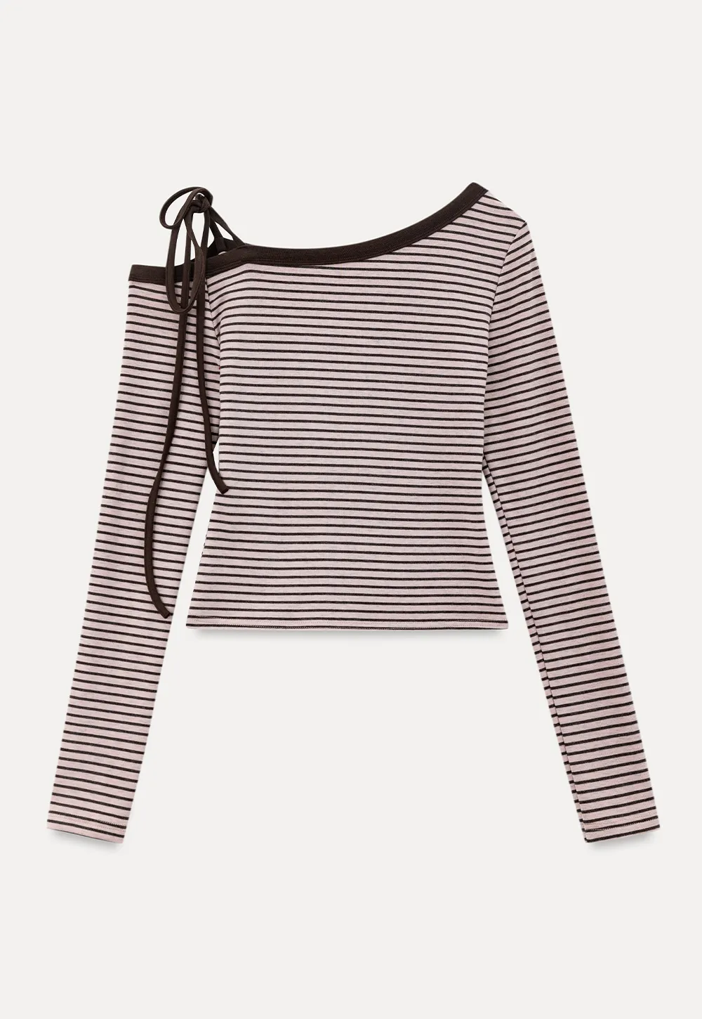 Asymmetrical Strap Ribbed Long Sleeve Top