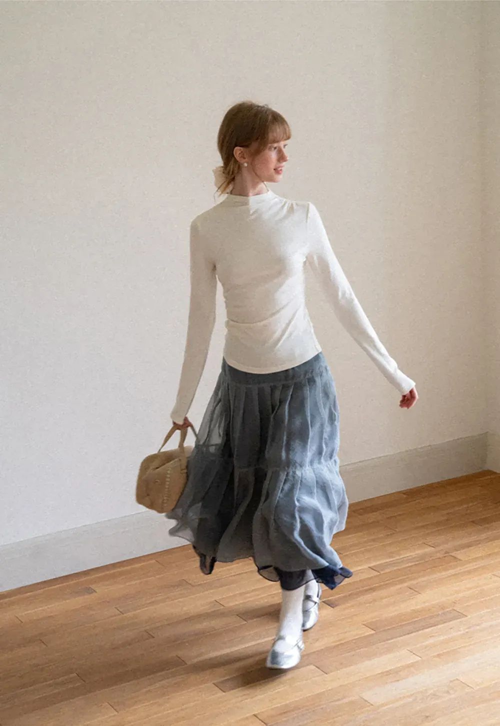 High Neck Long Sleeve Fitted Top