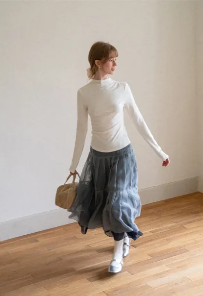 High Neck Long Sleeve Fitted Top
