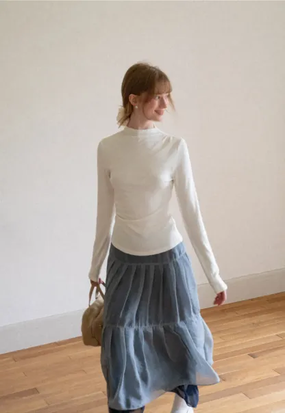 High Neck Long Sleeve Fitted Top