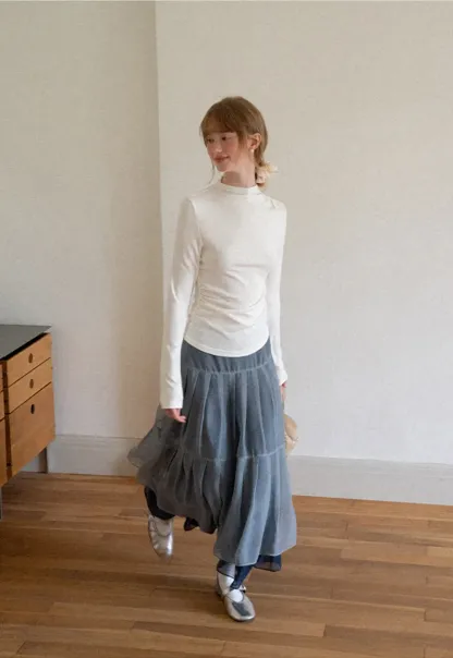 High Neck Long Sleeve Fitted Top