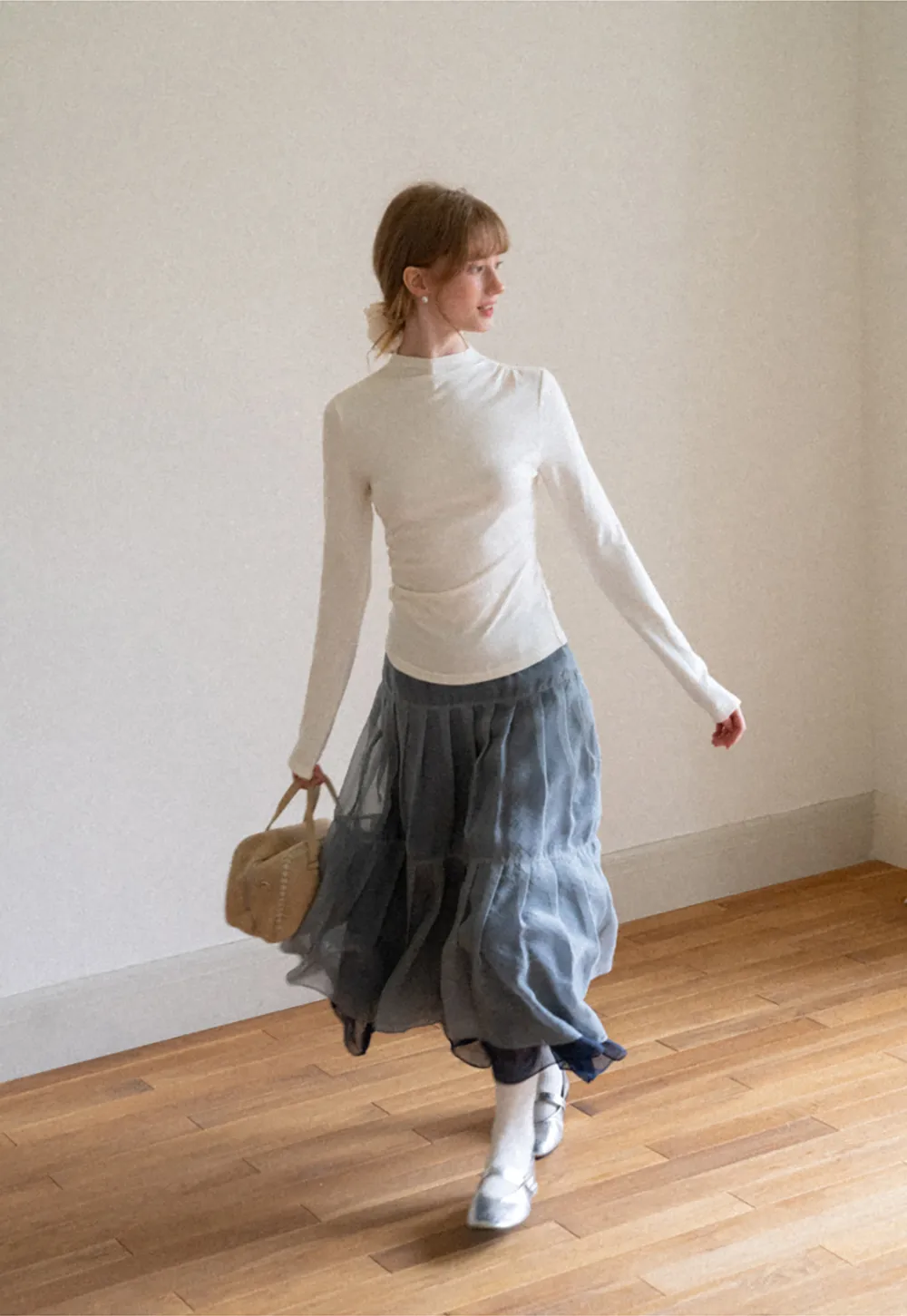 High Neck Long Sleeve Fitted Top