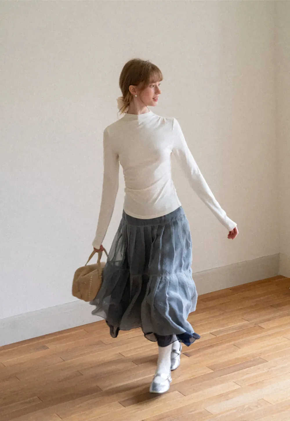 High Neck Long Sleeve Fitted Top