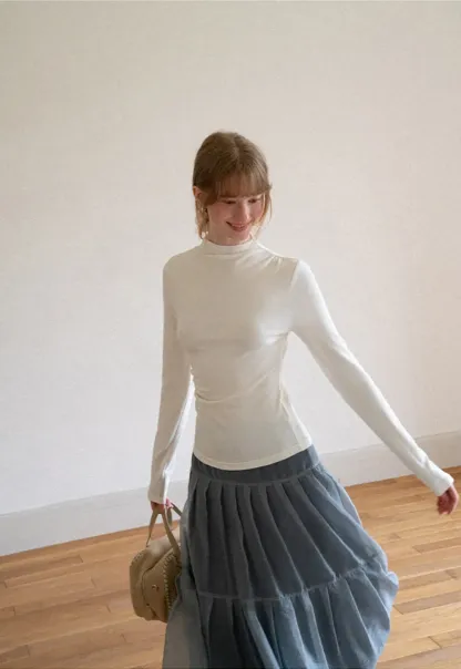High Neck Long Sleeve Fitted Top