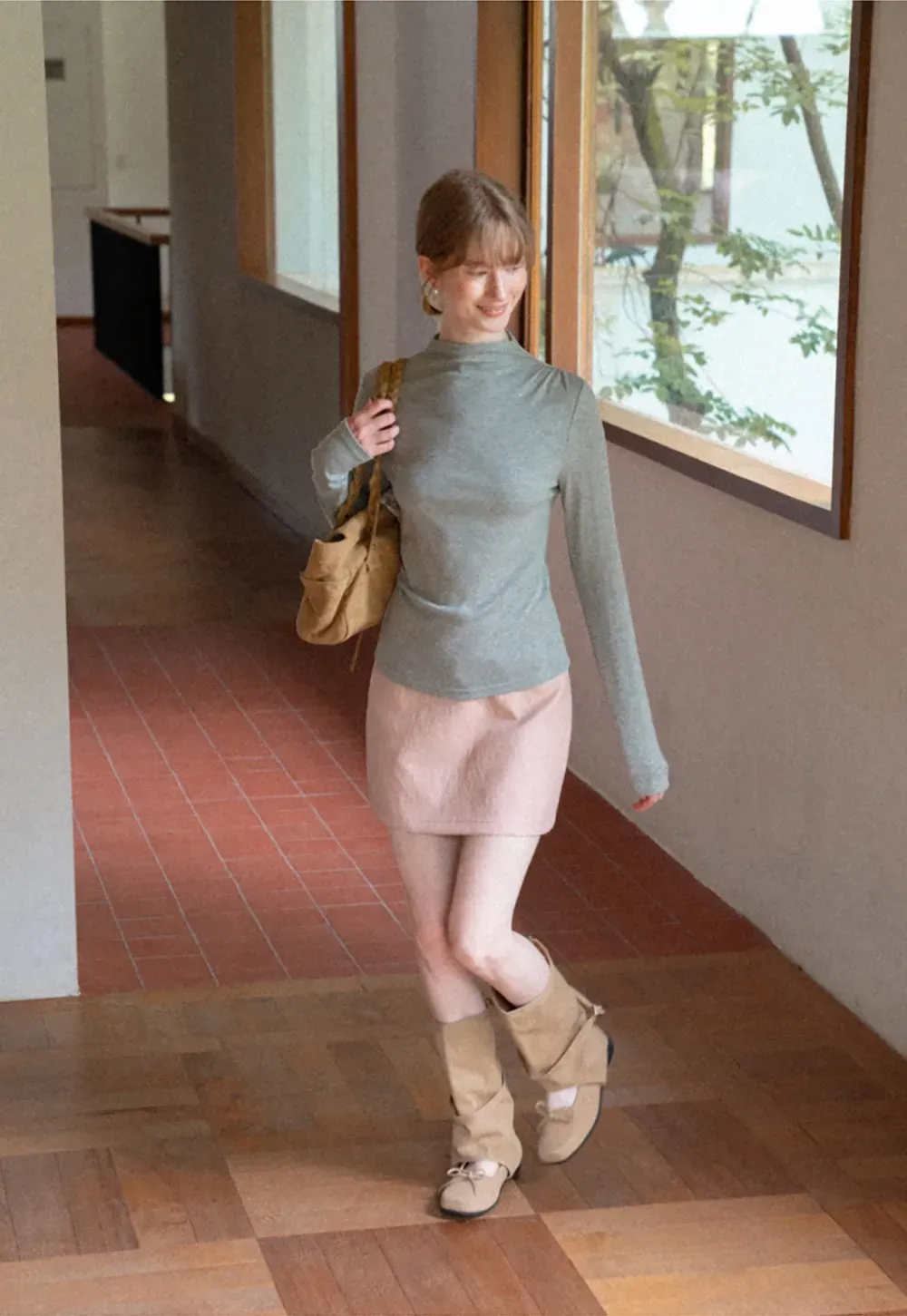 High Neck Long Sleeve Fitted Top