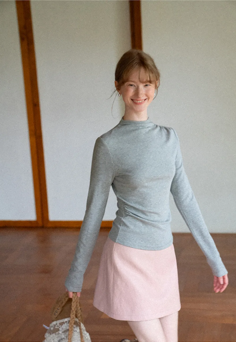 High Neck Long Sleeve Fitted Top