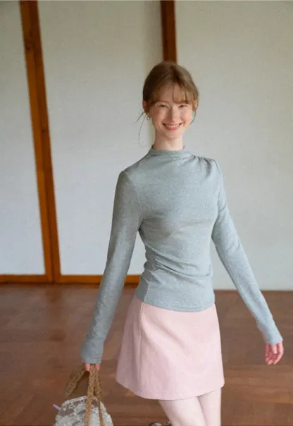 High Neck Long Sleeve Fitted Top