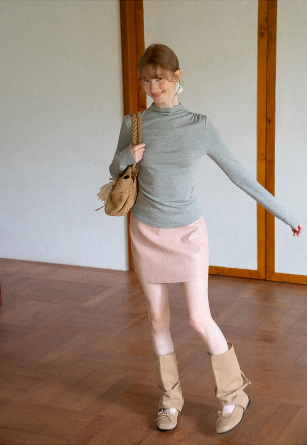 High Neck Long Sleeve Fitted Top