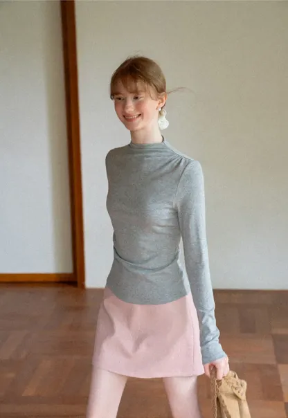 High Neck Long Sleeve Fitted Top