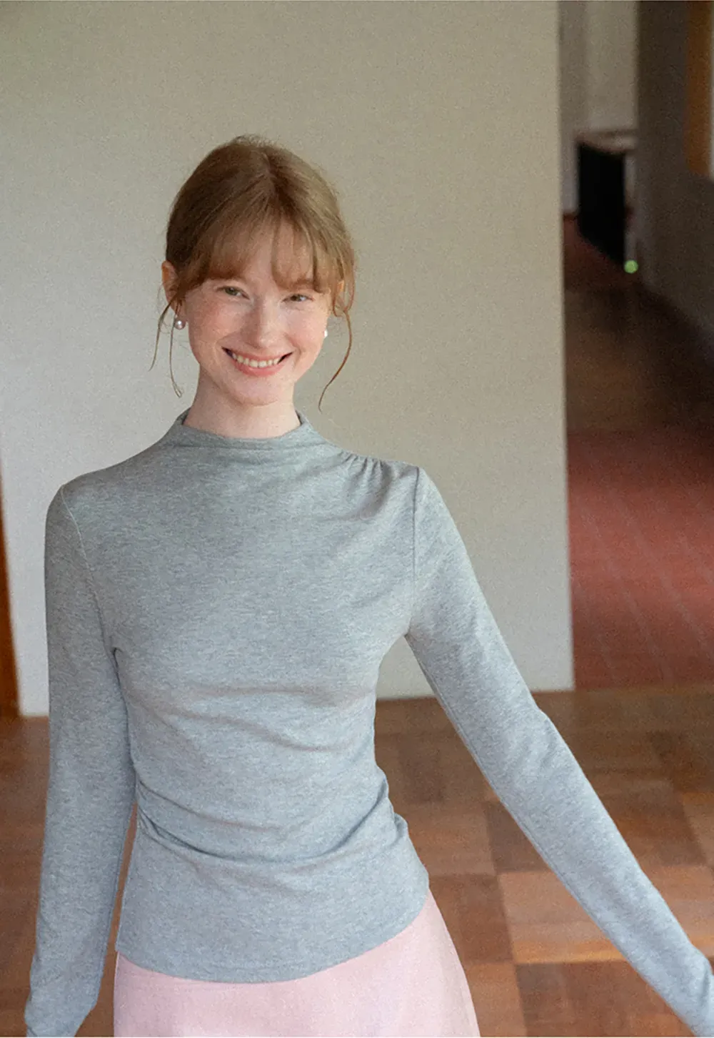 High Neck Long Sleeve Fitted Top