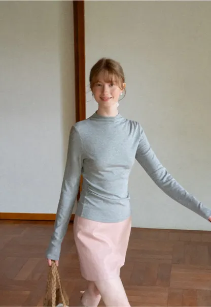 High Neck Long Sleeve Fitted Top