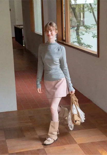 High Neck Long Sleeve Fitted Top