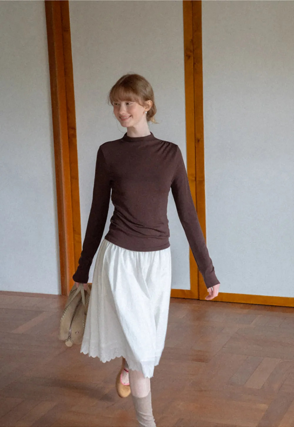 High Neck Long Sleeve Fitted Top