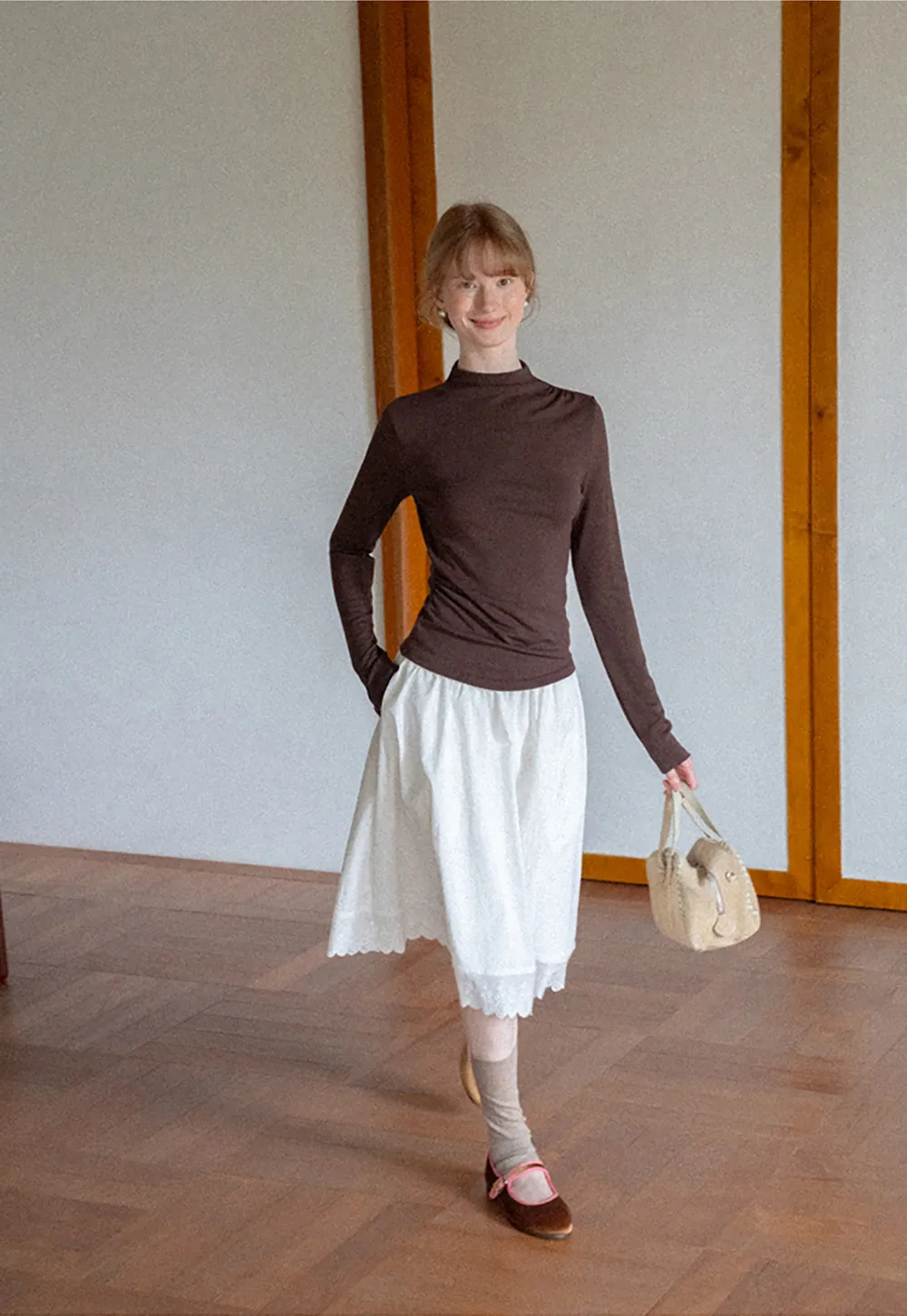 High Neck Long Sleeve Fitted Top