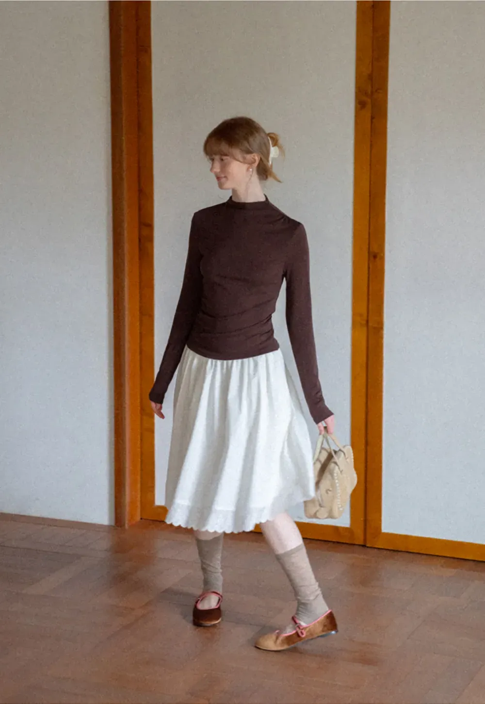 High Neck Long Sleeve Fitted Top