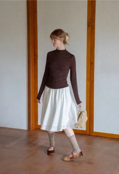 High Neck Long Sleeve Fitted Top