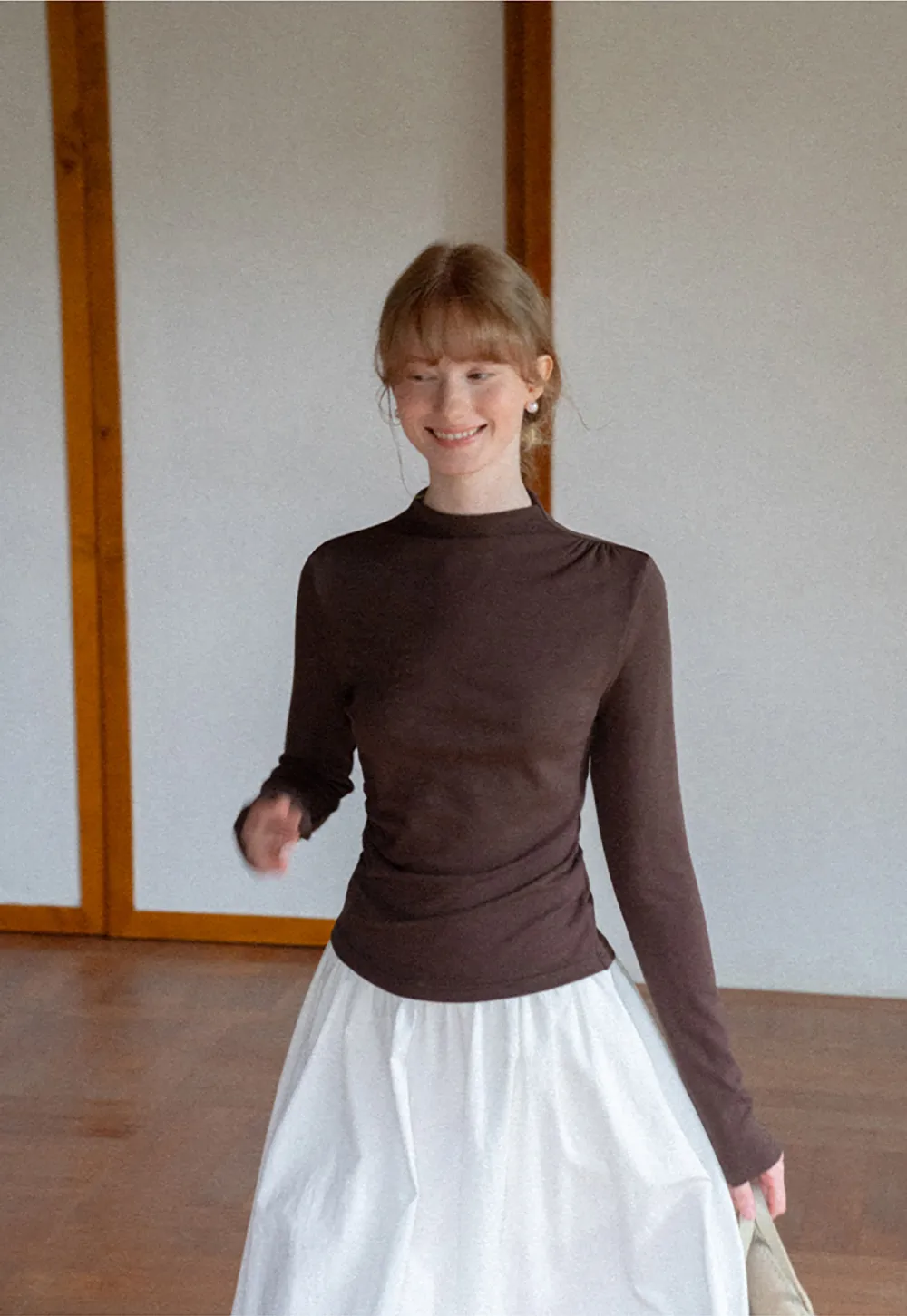 High Neck Long Sleeve Fitted Top