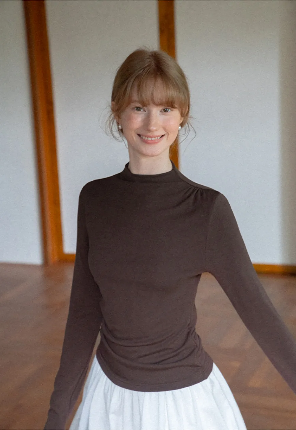 High Neck Long Sleeve Fitted Top