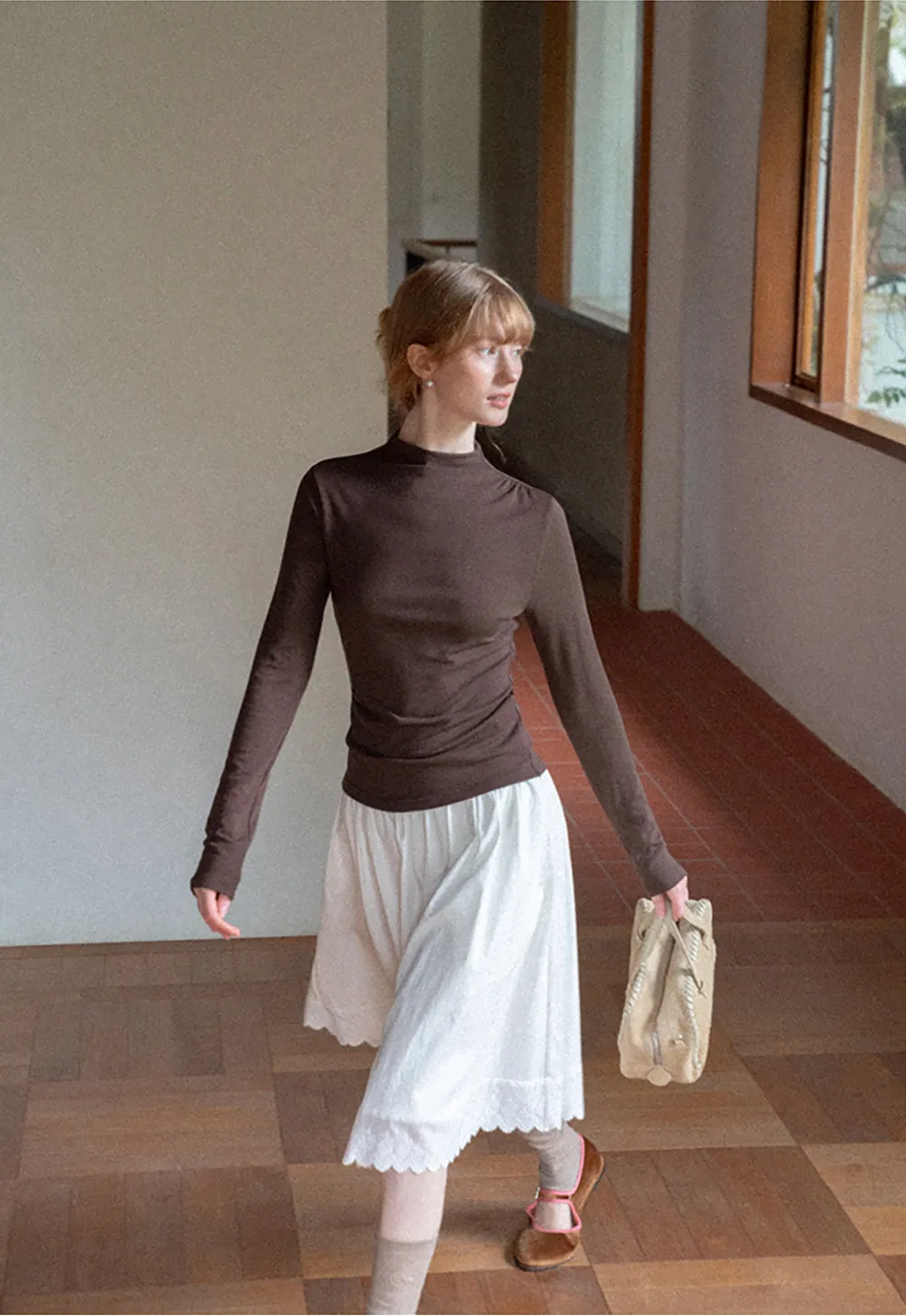 High Neck Long Sleeve Fitted Top
