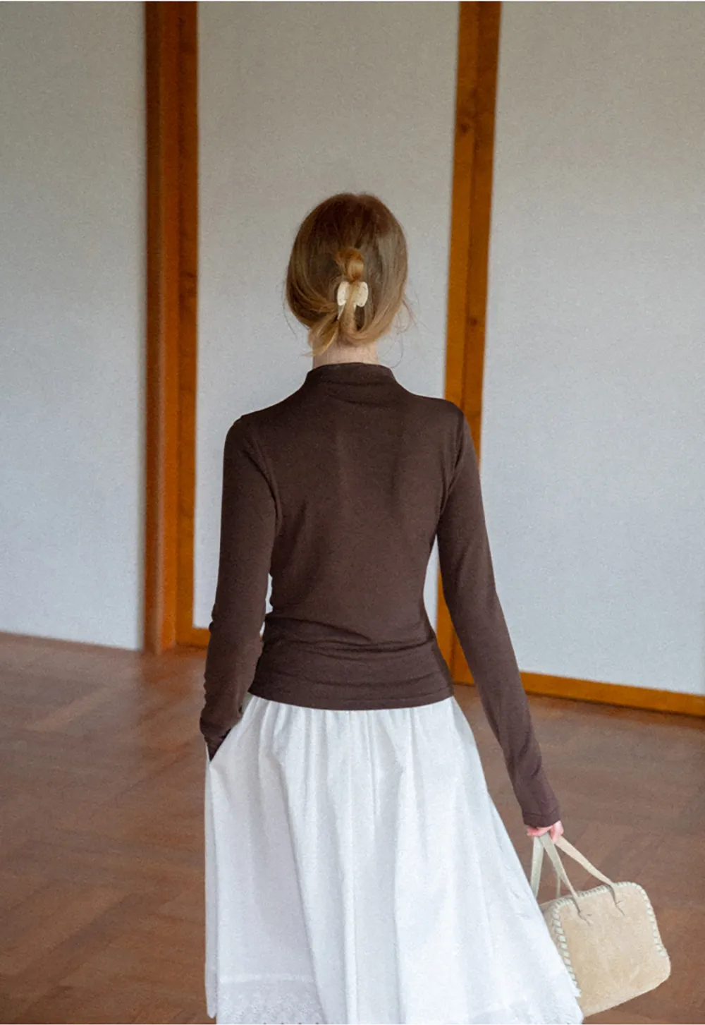 High Neck Long Sleeve Fitted Top