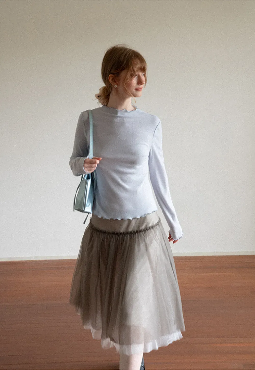 Scalloped Hem Long Sleeve Knit Top
