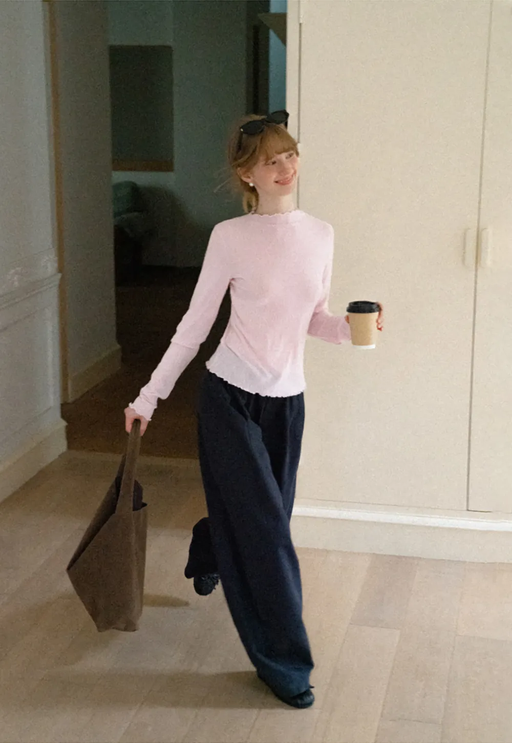 Scalloped Hem Long Sleeve Knit Top