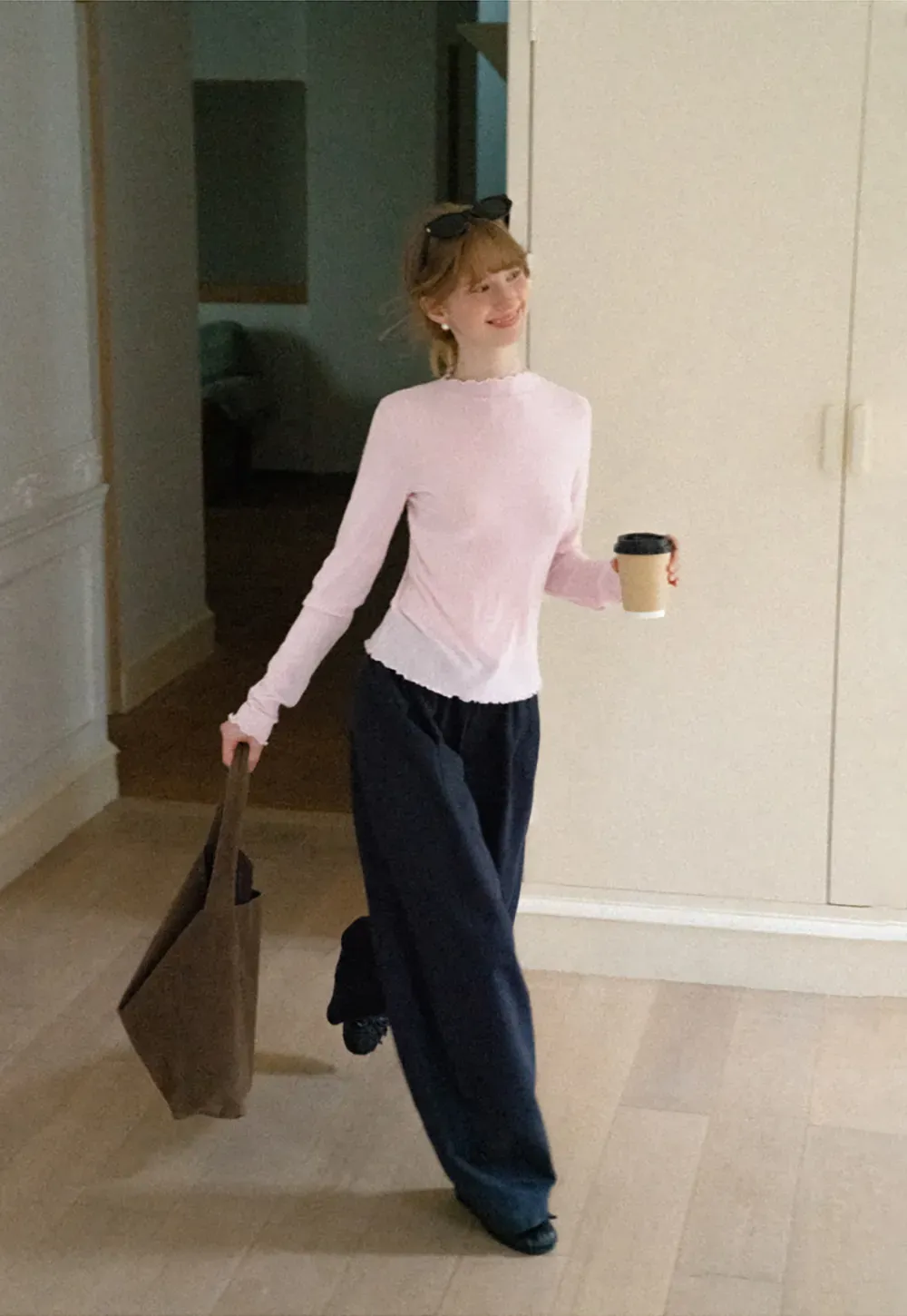 Scalloped Hem Long Sleeve Knit Top