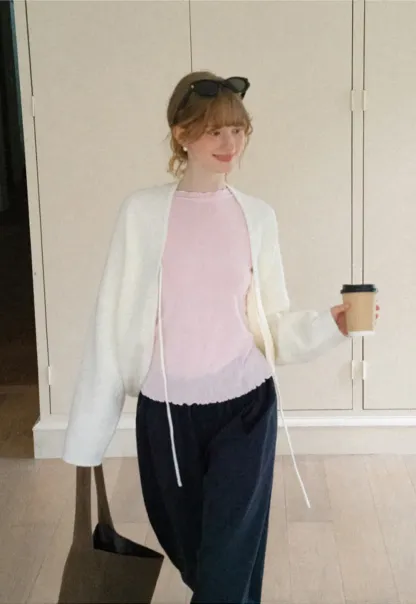 Scalloped Hem Long Sleeve Knit Top