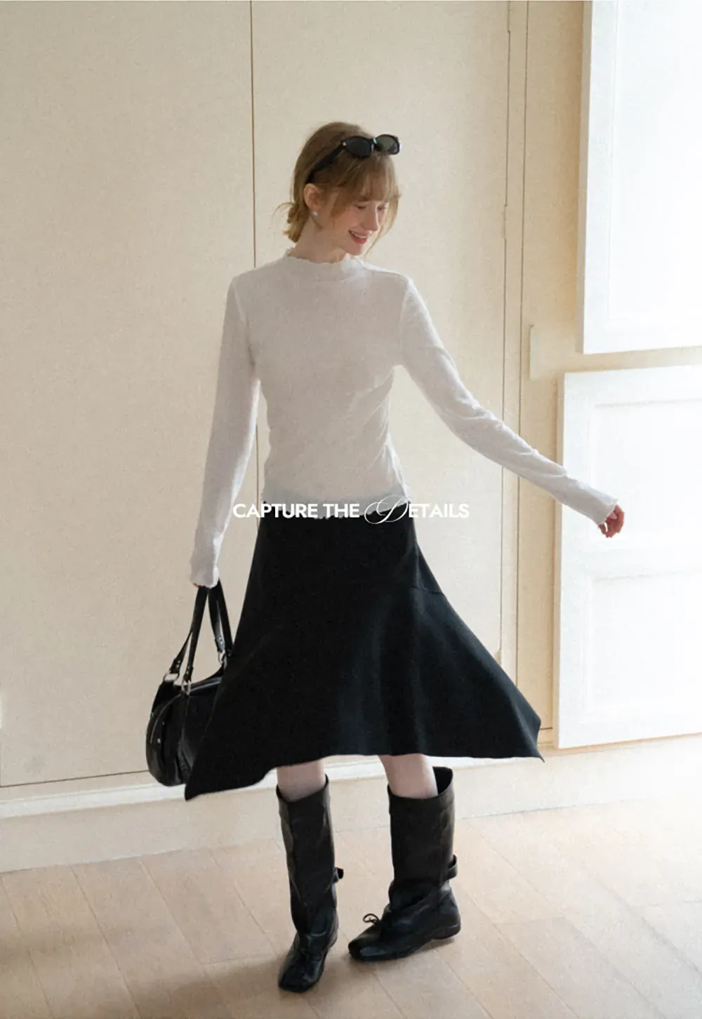 Scalloped Hem Long Sleeve Knit Top