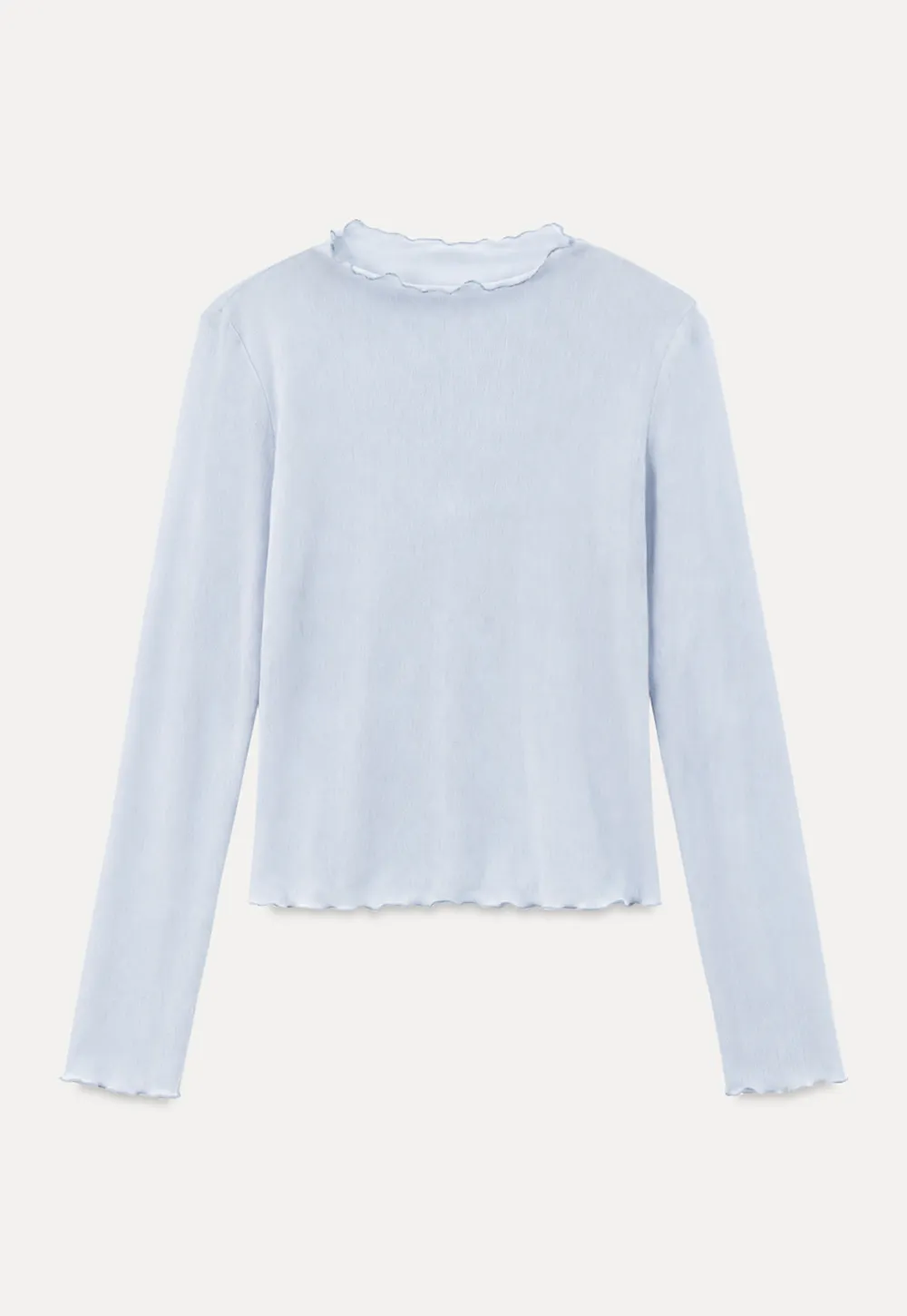 Scalloped Hem Long Sleeve Knit Top
