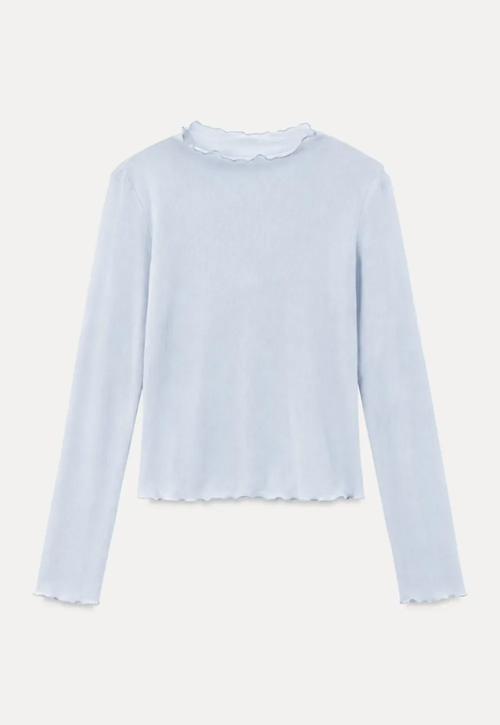 Scalloped Hem Long Sleeve Knit Top