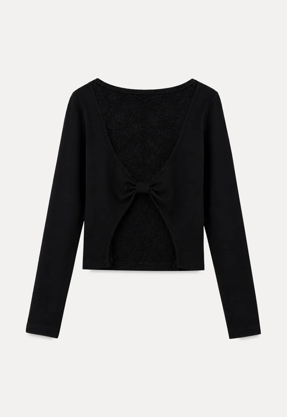 Lace Back Cutout Long Sleeve Top