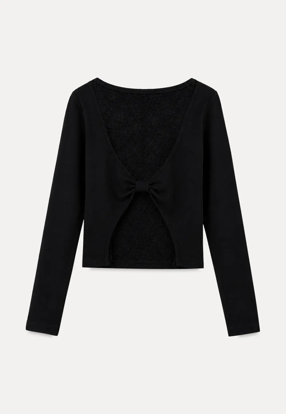 Lace Back Cutout Long Sleeve Top