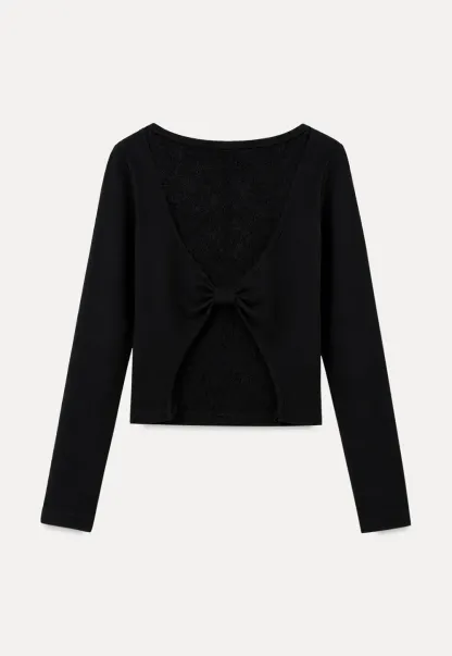 Lace Back Cutout Long Sleeve Top