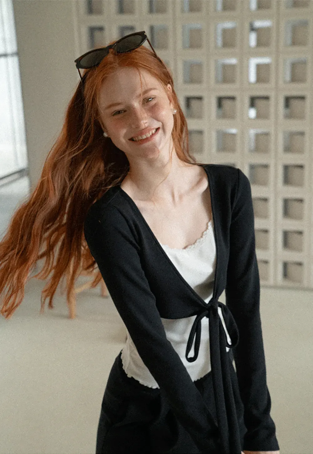 V Neck Tie Front Knit Top and Wide Leg Casual Pants