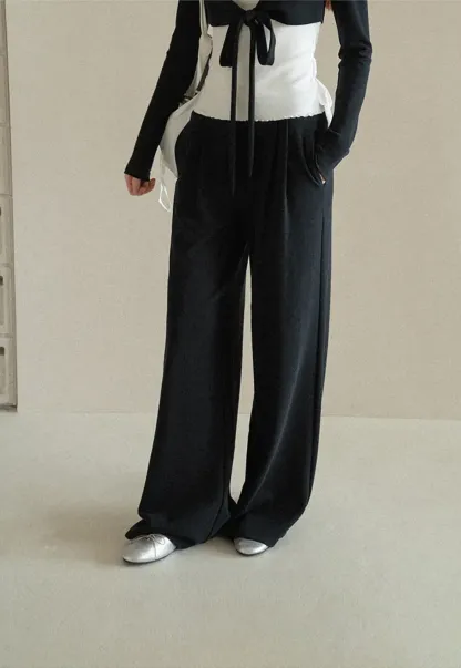 V Neck Tie Front Knit Top and Wide Leg Casual Pants