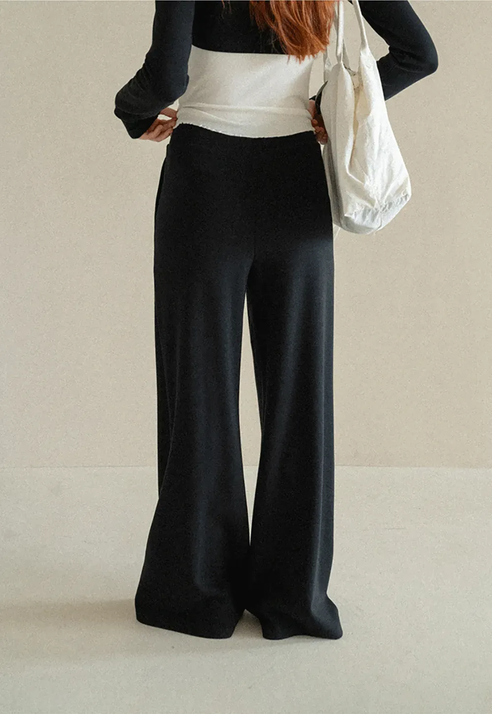 V Neck Tie Front Knit Top and Wide Leg Casual Pants