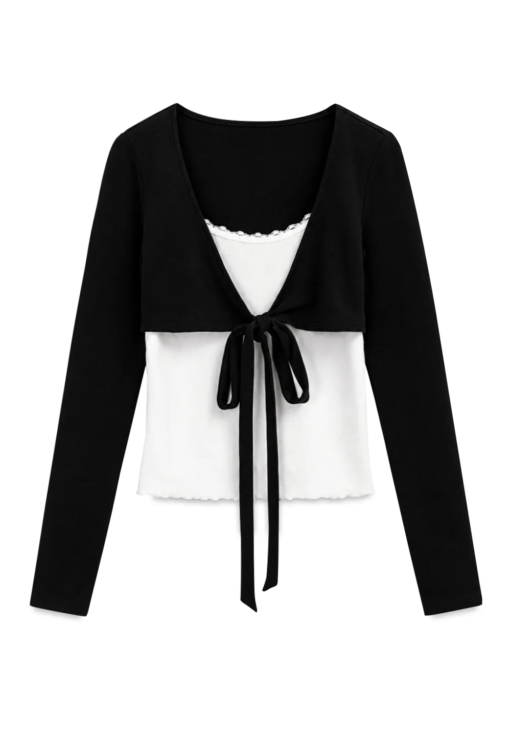V Neck Tie Front Knit Top and Wide Leg Casual Pants