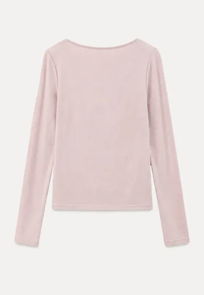 Lace Trim V Neck Button Front Knit Top