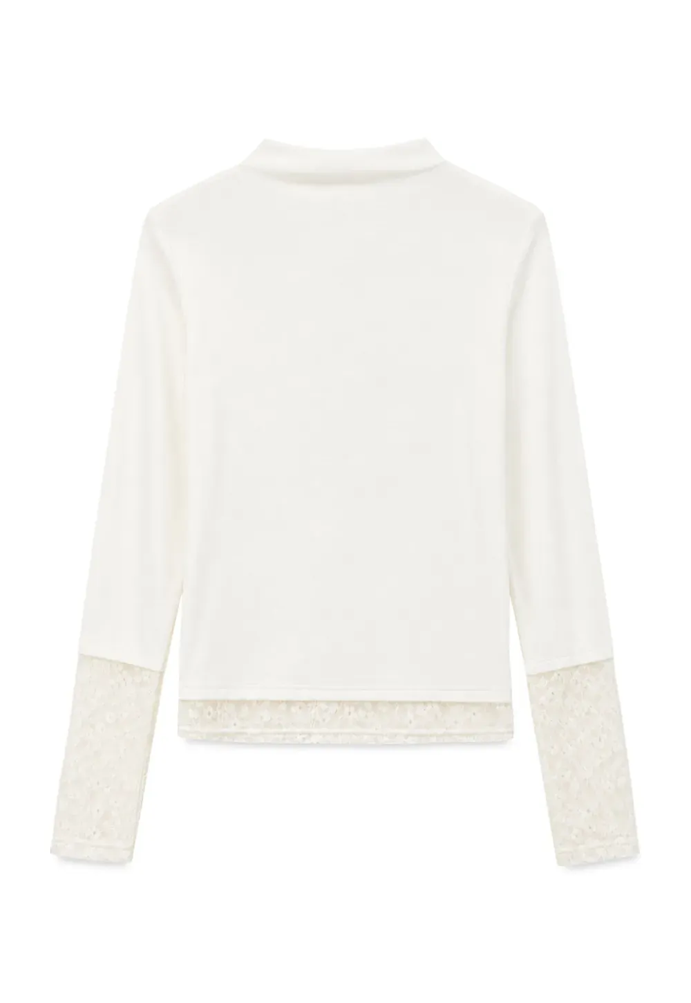 Lace Trim Half Sleeve Mock Neck Knit Top