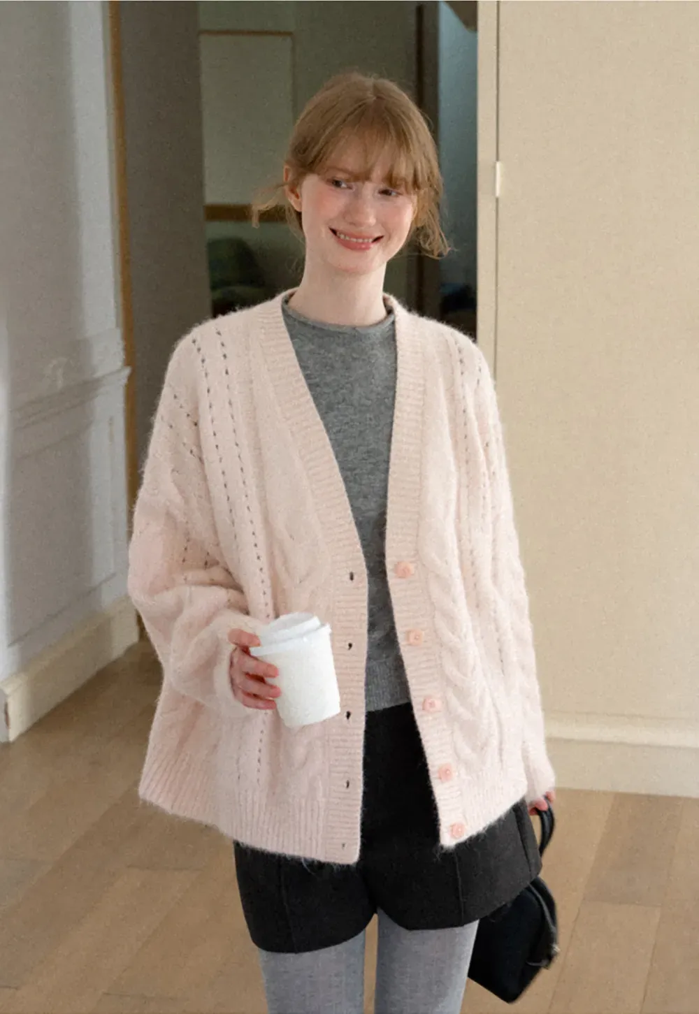 Lace Texture High Neck Long Sleeve Top